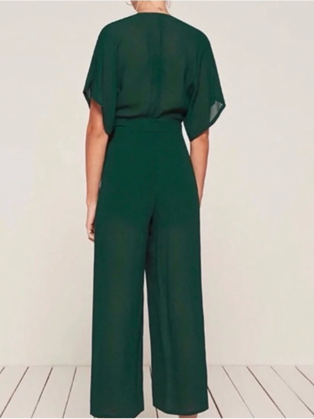 Reformation Emerald Green Wrap Jumpsuit - Picture 2 of 5